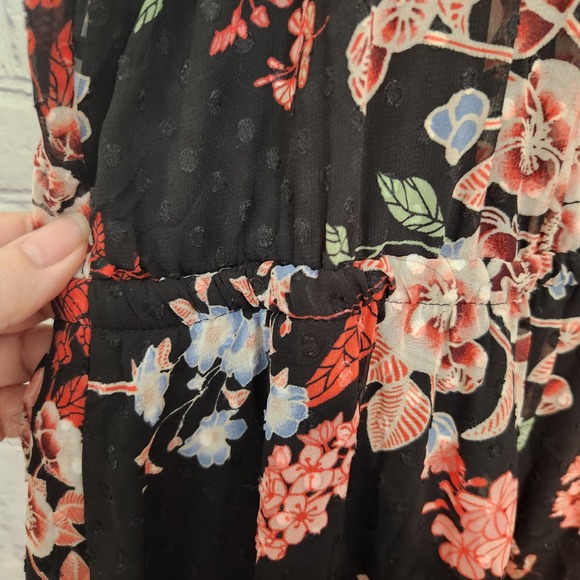 Lane Bryant Black Floral Swiss Dot Short sleeve Maxi Women's Dress 24 - Picture 6 of 10